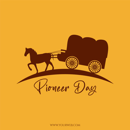 logo icon for celebrating pioneer day vector illustration suitable for pioneer day event on united states west american emigrant wagonのイラスト素材