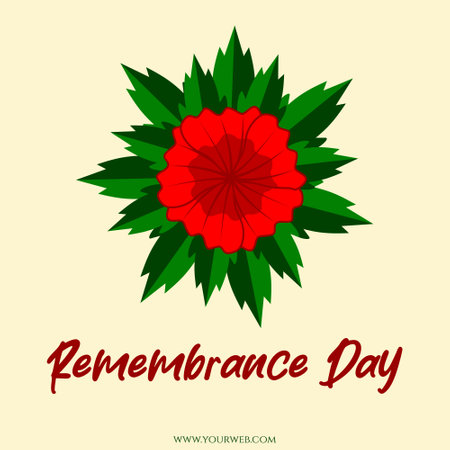 remembrance day text with red poppies flower suitable for social media post design on remembrance day eventのイラスト素材