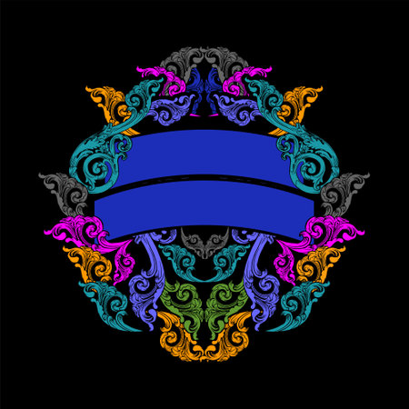 color full vintage frame vector illustration suitable for cloth design with modern concept vintage designのイラスト素材