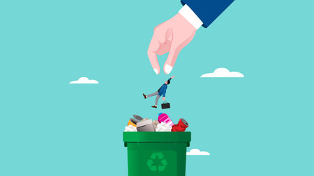 Mass layoffs due to inadequate human resources, impact of technological advances, loss of a job, the impact of artificial intelligence, the importance of having skillsのイラスト素材