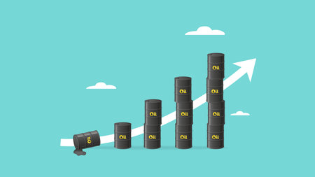oil price rising, high demand or many industries that use gasoline, crude oil commodity price growth...