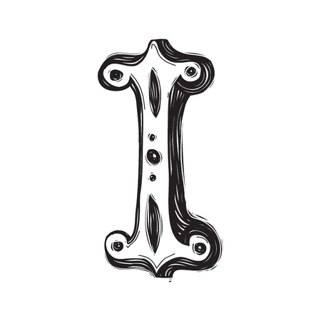 Decorative hand-painted letter in ancient styleのイラスト素材