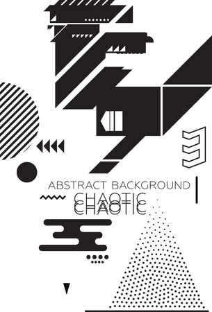 Modern universal chaotic composition of simple geometric shapes in material design. It goes well with the text, poster, magazine, decor. In classic black and white colorsのイラスト素材