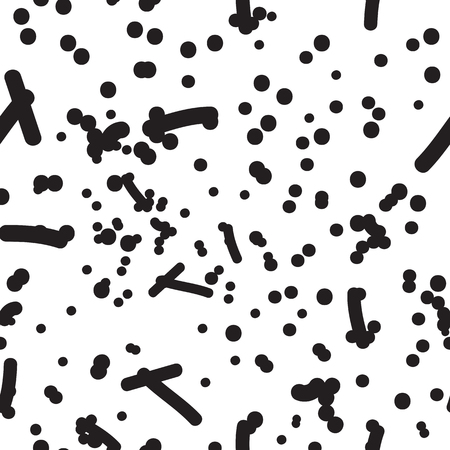 Abstract seamless vector pattern with hand drawn doodles. Monochrome illustration chaotic dotted texture. Hipster graphic designのイラスト素材