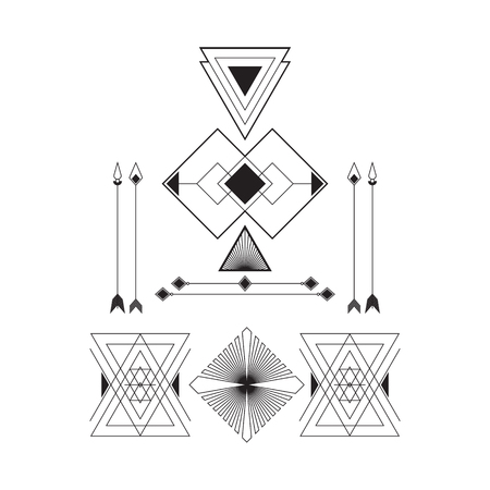 Set with abstract ornaments with geometric elementsのイラスト素材