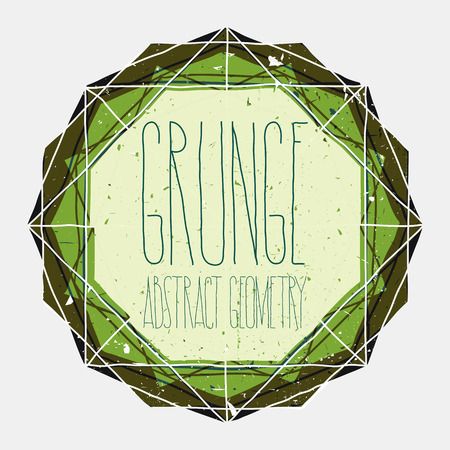 Abstract geometry element, polygon. Grunge frame for your textのイラスト素材