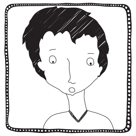 Hand drawn male face, avatar, portrait, icon, doodle, vectorのイラスト素材