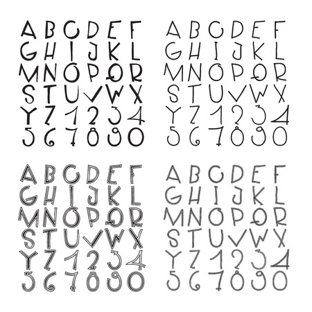 Wobbly rough grungy basic fonts collectionのイラスト素材