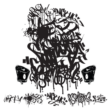 Graffiti marker tags - writing, grunge backgroundのイラスト素材