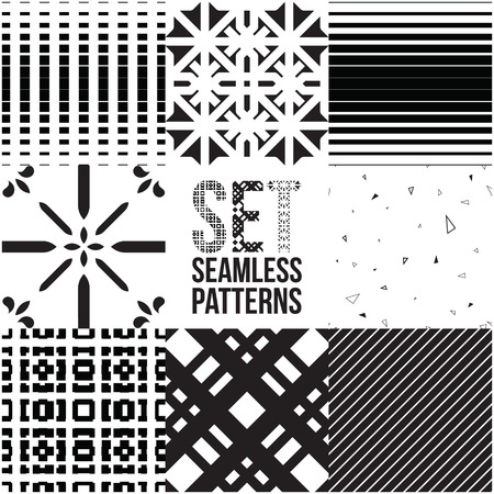 Endless texture can be used for wallpaper, pattern fills, web page background,surface textures. Set of monochrome geometric ornaments.のイラスト素材