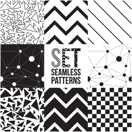 Endless texture can be used for wallpaper, pattern fills, web page background,surface textures. Set of monochrome geometric ornaments.のイラスト素材