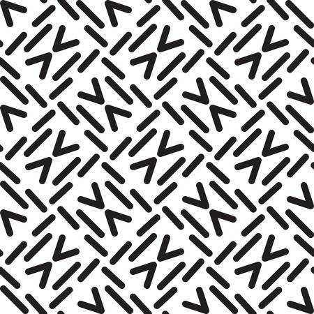 Seamless  black and white minimal geometric lines memphis pattern abstract backgroundのイラスト素材
