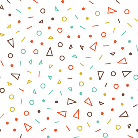 Vector Seamless Pattern Jumble Geometric colors Chaotic Lines Memphis minimal Abstract Backgroundのイラスト素材