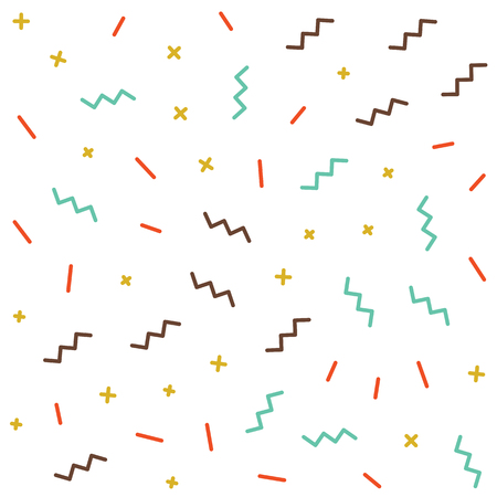 Vector Seamless Pattern Jumble Geometric colors Chaotic Lines Memphis minimal Abstract Backgroundのイラスト素材