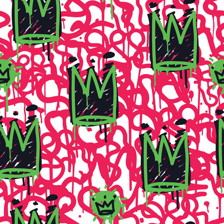 Original youth seamless patterns, repeating image pattern on any items, T-shirts, wallpaper, curtains. The trend bright color paletteのイラスト素材