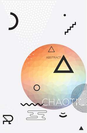 Chaotic geometric abstract background in set with vibrant colors and minimal design with dotted elements in pointillism classical styleのイラスト素材