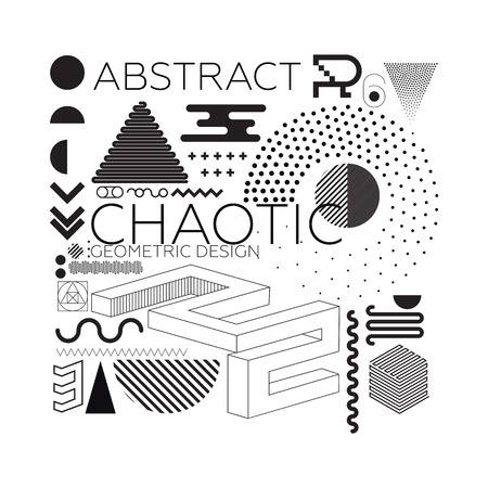 Chaotic geometric abstract background in set with vibrant colors and minimal design with dotted elements in pointillism classical styleのイラスト素材