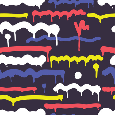 Modern Abstract Vector Pattern. Background Seamless Pattern. Negligent Line Hand Painted Red, Yellow, Blueのイラスト素材