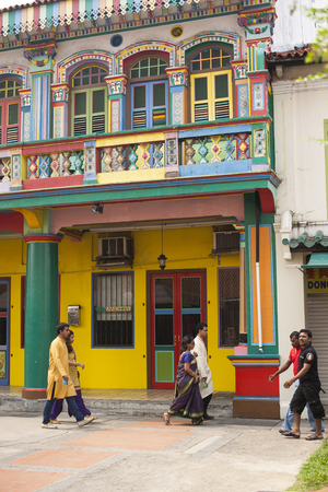 Singapore - 01 November 2014: Little India district in Singapore. Neighborhood east of the River of cityのeditorial素材
