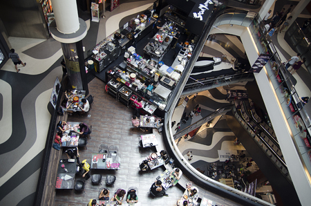 Singapore, Republic of Singapore - 02 November, 2014: Modern restaurant cafe view from aboveのeditorial素材