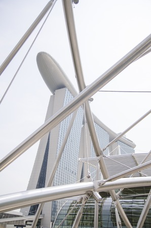 Singapore, Republic of Singapore - 04 November, 2014: Cityscape skyscraper architecture sunset view of downtownのeditorial素材