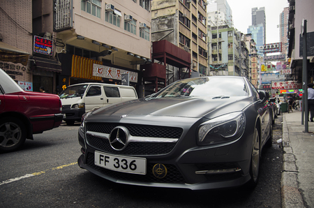 Hong Kong, China - November 12, 2014: Premium car on the street luxury brands mercedes benzのeditorial素材
