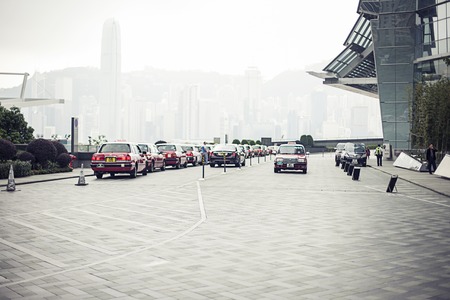 Hong Kong, China - November 12, 2014: Moving activity on busy street scene in cityのeditorial素材