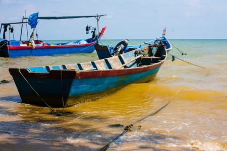 Boats near Malaysia tropic beachの写真素材