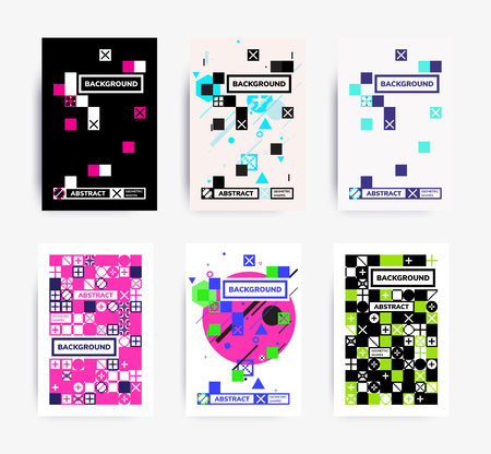 Set of bright template for design. Perfect suitable magazine cover posterのイラスト素材