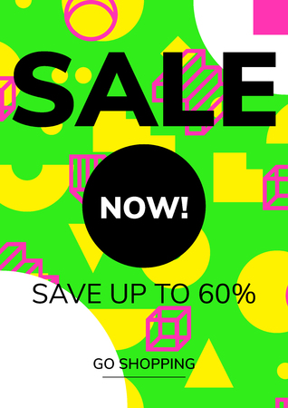 Minimal geometric poster tamplate in flat scandinavian graphic design styleのイラスト素材