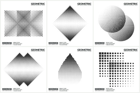 Universal Halftone Geometric Shapes For Designのイラスト素材