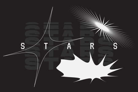 Stylised star element vector set. Here are many variations from usual shapes to distorted and unrecognisable. This distorted and extraordinary forms make every product bold, modern and more visible.のイラスト素材