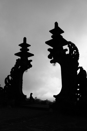Silhouette of The Mother Temple of Besakih, Bali, Indonesiaの写真素材