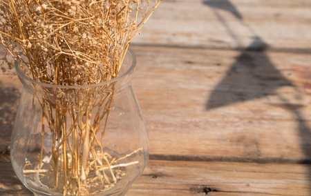 Vase of dry flower on the tableの写真素材
