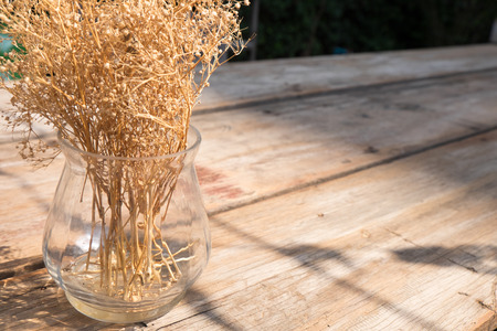 Vase of dry flower on the tableの写真素材