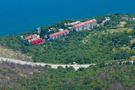 View from above on the small town.の写真素材