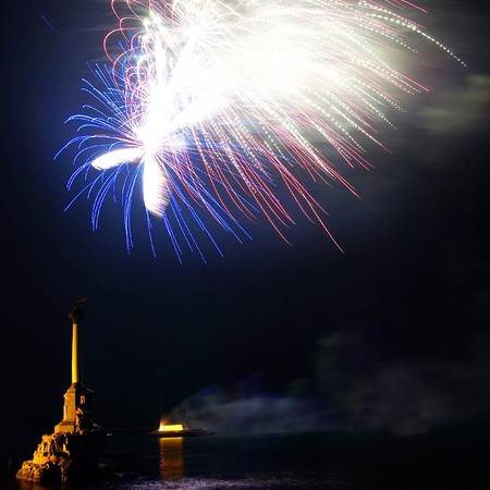 Salute, fireworks above the Sevastopol bay.