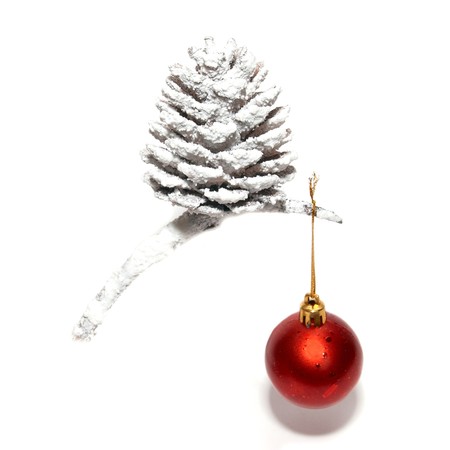Christmas snow cone with red bauble.の写真素材
