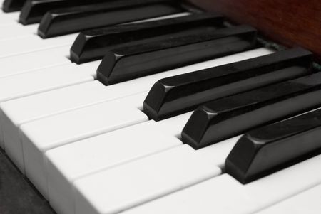 Close up of black and white piano keys