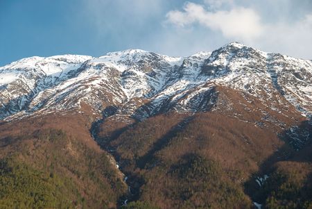 Snowy Tibetan mountains, view from Annapurna trekの写真素材
