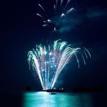 Fireworks, salute with the black sky background