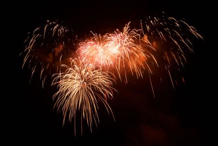 Beautiful salute and fireworks with black sky background.の写真素材