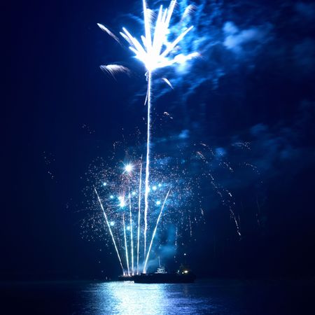 Fireworks, salute with the black sky background
