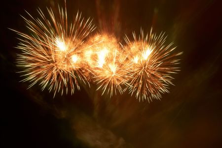 Beautiful fireworks on the black sky background