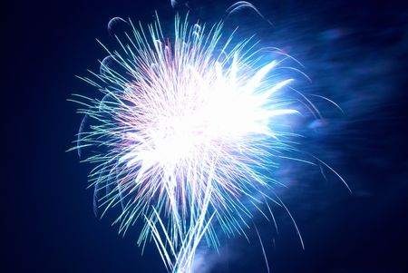 Fireworks, salute with the black sky backgroundの写真素材