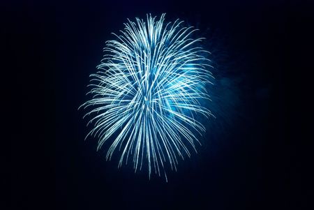 Beautiful fireworks on the black sky backgroundの写真素材