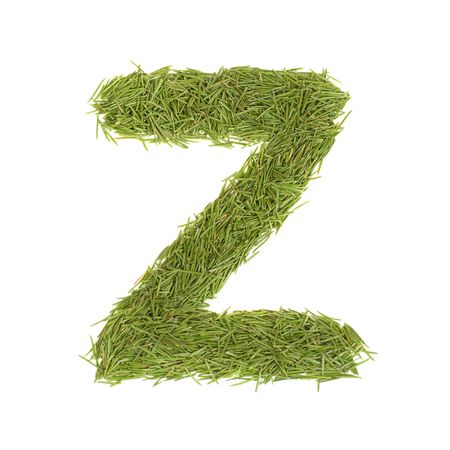 Green alphabet, letter Z isolated on whiteの写真素材