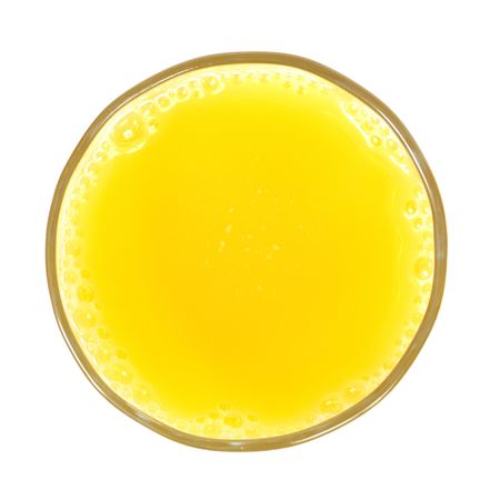 Glass of orange juice isolated on whiteの写真素材