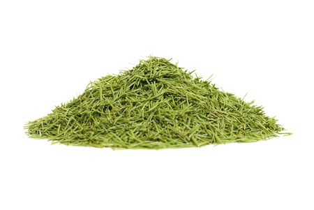 Stack of green needles isolated on whiteの写真素材