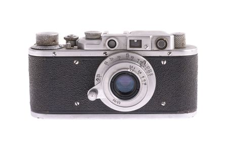 Retro camera isolated on the white backgroundの写真素材